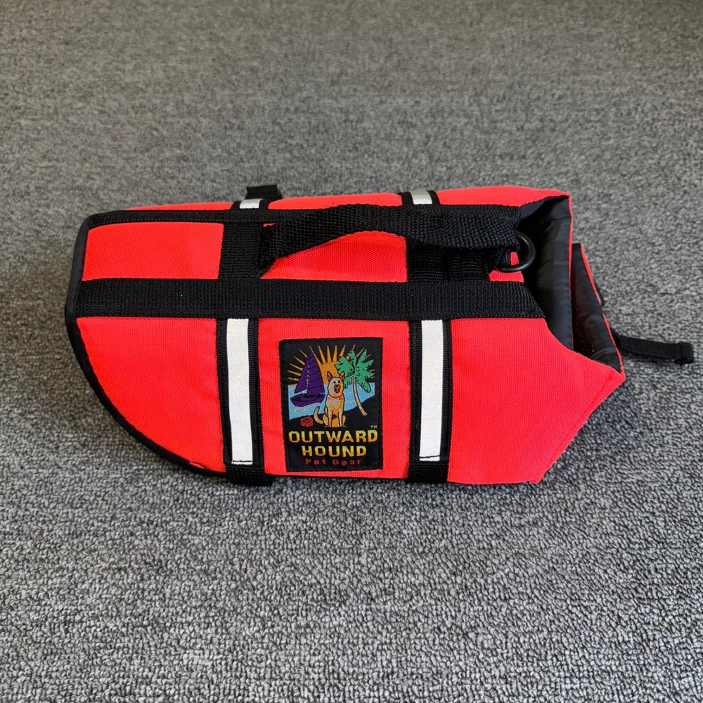 Outward Hound Dog Life Jacket Red Reflective Safety Vest Rescue Handle Sz Small